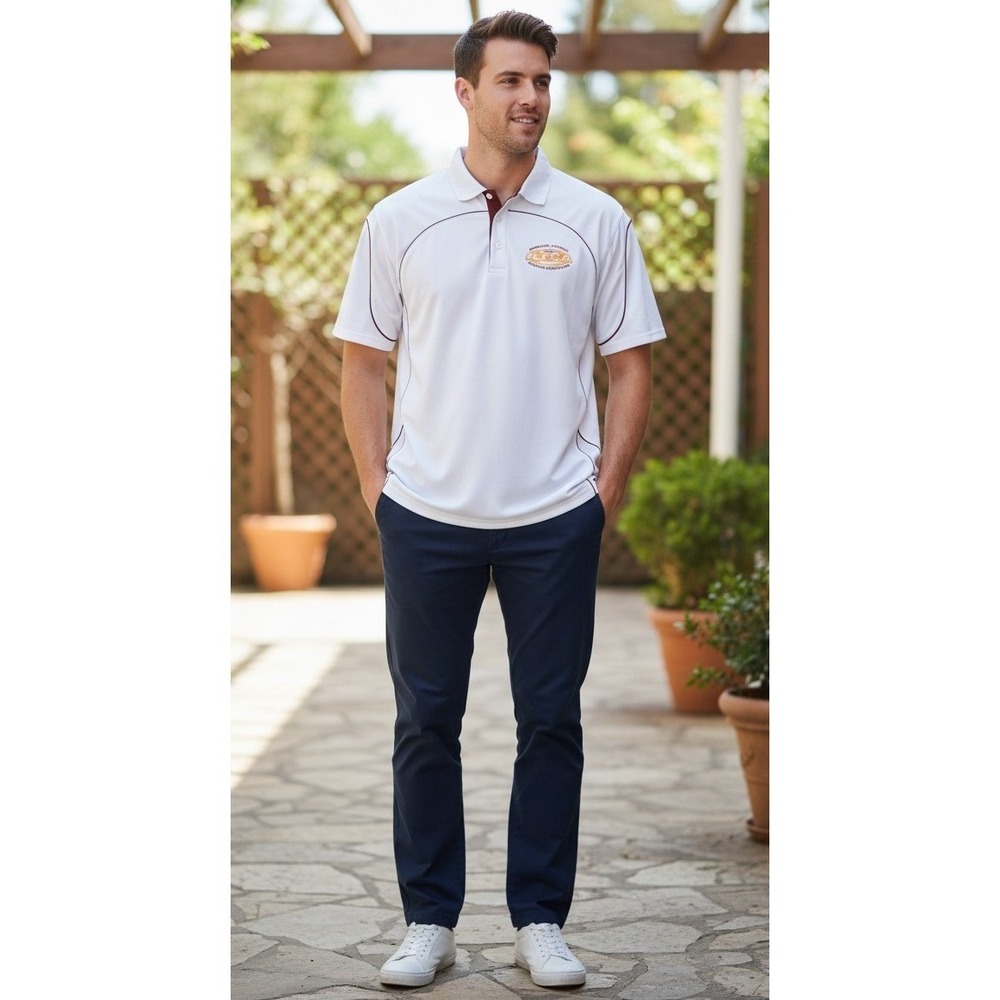 Russell Athletic Polo Shirt Men's Sz XL Coaches Association White Dri-Power Golf